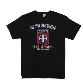  Angustiado 82ª Divisão Aerotransportada Emblema do Exército dos EUA T-Shirt 100% Algodão, O Decote Manga Curta Ocasionais de Mens T-shirt Tamanho S-3XL