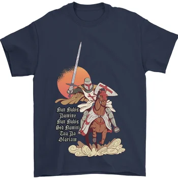  Cavaleiros Templários em cima de um Cavalo 100% Algodão T-Shirt
