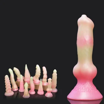  Cão vibrador de pau animal Simulação realista Vibrador Plug Anal sexo Lésbico brinquedos Macios do Pénis Mulheres Masturbadores Adultos Suprimentos