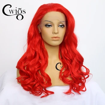  Flamingo vermelho sintético 13x4 dianteira do laço peruca longa ondulada resistente ao calor natural do cabelo apropriado para o sexo feminino drag queen função de jogar