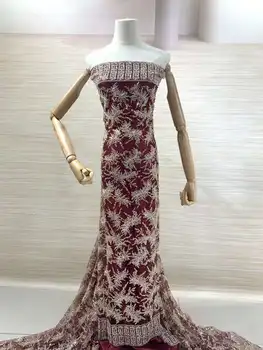  Luxo Africano Bordado Noivo De Tule Tecido Do Laço 2023 Elegante Nigeriano Lantejoulas Tecido Do Laço Para A Festa De Casamento De Costura